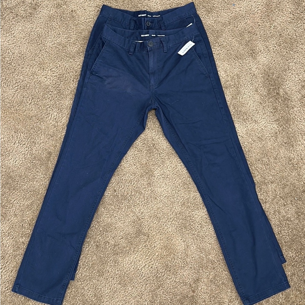NWT 2 Pack Navy Blue Chino Pants Size: 28x30